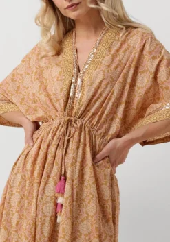 camel summum maxi jurk dress blockprint