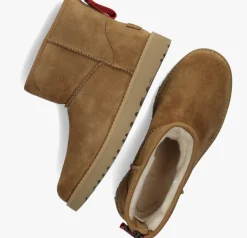 camel ugg vachtlaarzen w classic mini logo zip