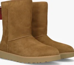 camel ugg vachtlaarzen w classic short logo zip