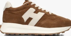 cognac hogan lage sneakers h641 allacciato h patch