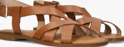 cognac stefano lauran platte sandalen 22757