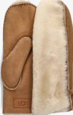 cognac ugg handschoenen exposed sheepskin mitten