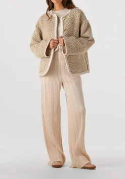 creme forte forte wijde broek poly crepe plisse' regular waist pants