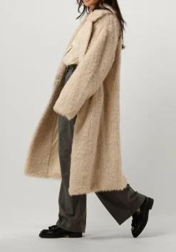creme stand studio faux fur jas nicole coat