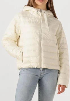 creme woolrich leren jas quilted hooded jacket