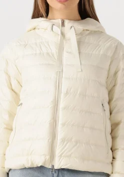creme woolrich leren jas quilted hooded jacket