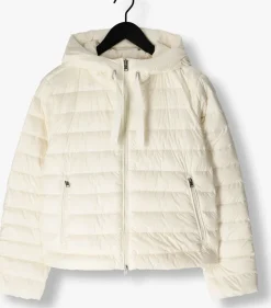creme woolrich leren jas quilted hooded jacket