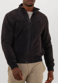 donkerblauwe alter ego leren jas chris