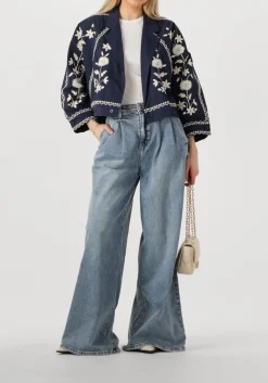 donkerblauwe antik batik jack winna bomber