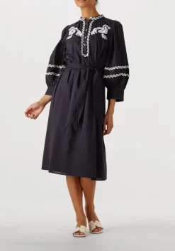 donkerblauwe antik batik midi jurk dali dress