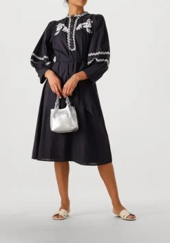 donkerblauwe antik batik midi jurk dali dress