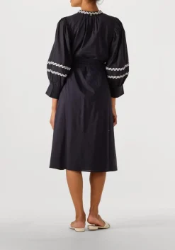 donkerblauwe antik batik midi jurk dali dress