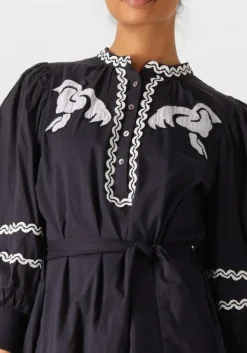 donkerblauwe antik batik midi jurk dali dress