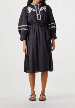 donkerblauwe antik batik midi jurk dali dress