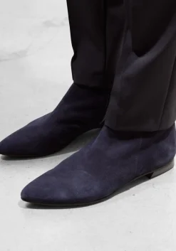 donkerblauwe brunate enkellaarsjes 18032