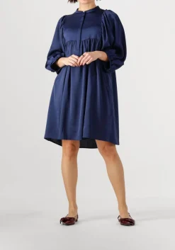 donkerblauwe bruuns bazaar midi jurk sarina dress