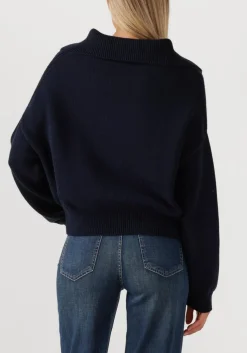 donkerblauwe closed vest cropped troyer