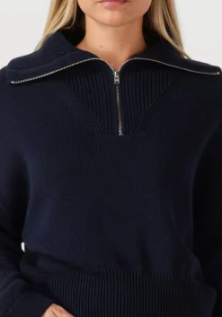 donkerblauwe closed vest cropped troyer