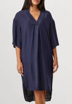 donkerblauwe co'couture mini jurk caryn pleat tunic dress