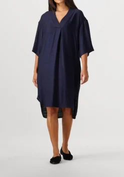 donkerblauwe co'couture mini jurk caryn pleat tunic dress