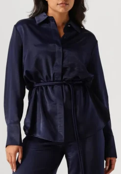 donkerblauwe dante6 blouses joni belted oversized shirt