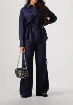 donkerblauwe dante6 blouses joni belted oversized shirt