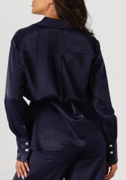donkerblauwe dante6 blouses joni belted oversized shirt