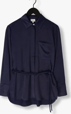 donkerblauwe dante6 blouses joni belted oversized shirt