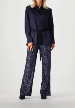 donkerblauwe dante6 blouses joni belted oversized shirt