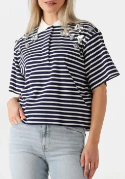 donkerblauwe dante6 t-shirt titan embellished polo shirt