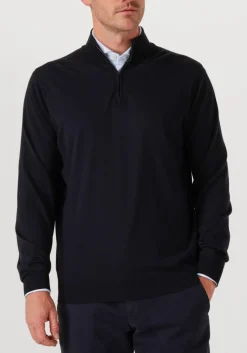 donkerblauwe filippo de laurentiis trui mezza zip ml r.merino