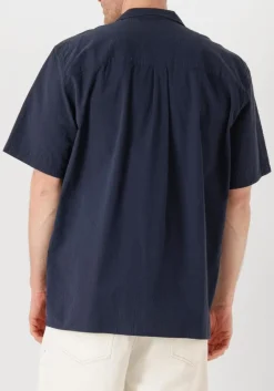 donkerblauwe forét casual overhemd hush seersucker ss shirt
