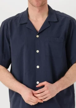 donkerblauwe forét casual overhemd hush seersucker ss shirt