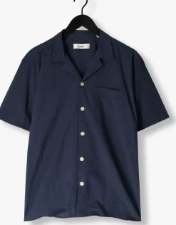 donkerblauwe forét casual overhemd hush seersucker ss shirt