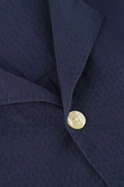 donkerblauwe forét casual overhemd hush seersucker ss shirt