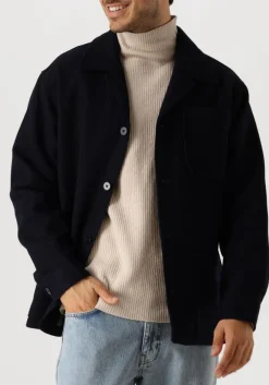 donkerblauwe forét jack lodge wool jacket
