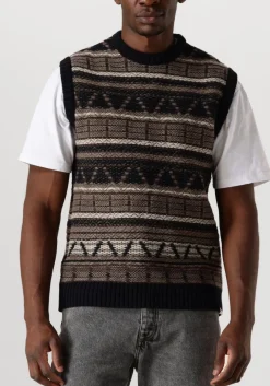 donkerblauwe forét spencer cone jacquard vest