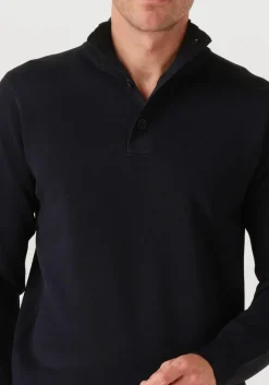 donkerblauwe genti trui turtle 3 button ls