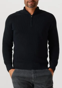 donkerblauwe gentiluomo trui turtle zip