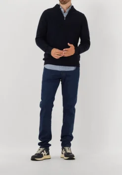 donkerblauwe gran sasso trui mock zip