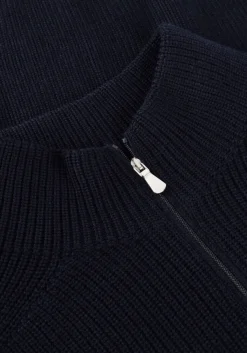 donkerblauwe gran sasso trui mock zip