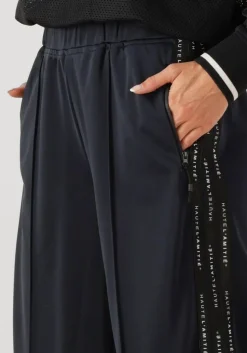 donkerblauwe haute l'amitié wijde broek logo tape track tall pant