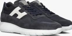 donkerblauwe hogan lage sneakers interactive3 allacciato pelle