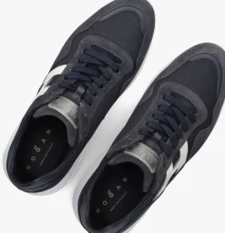 donkerblauwe hogan lage sneakers interactive3 allacciato pelle