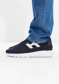 donkerblauwe hogan lage sneakers interactive3 allacciato pelle