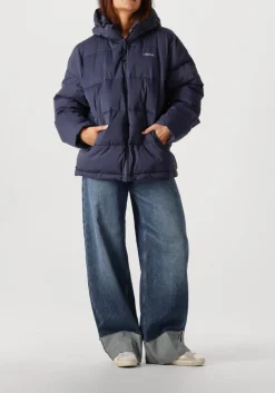 donkerblauwe mercer amsterdam gewatteerde jas the mercer puffer jacket