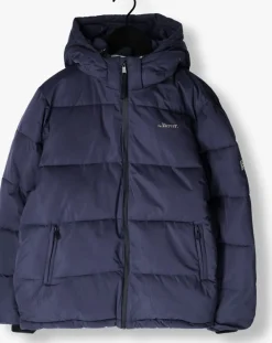 donkerblauwe mercer amsterdam gewatteerde jas the mercer puffer jacket
