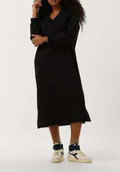 donkerblauwe penn & ink midi jurk dress v