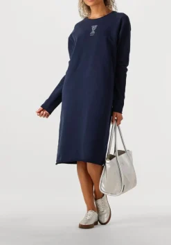 donkerblauwe penn & ink midi jurk dress print