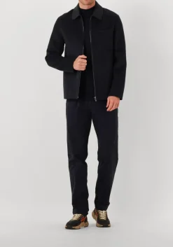 donkerblauwe profuomo coltrui pullover mock neck merino